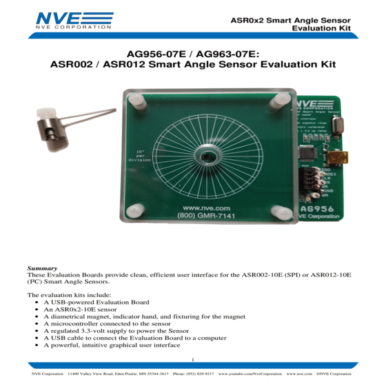 智慧型角度晶片開發應用套件 AG963-07E ASR012-10E I²C Smart Angle Sensor Evaluation Kit