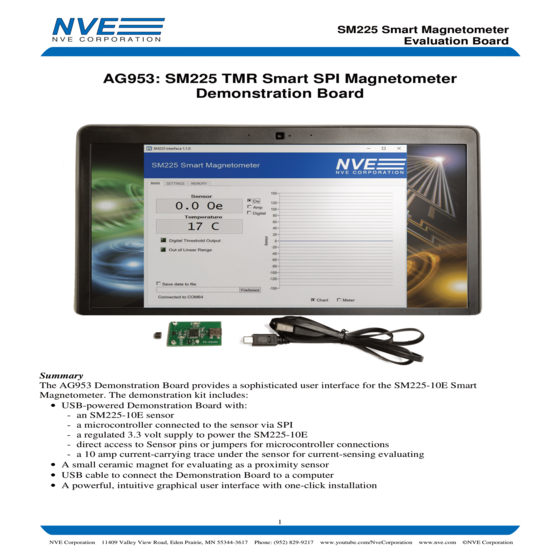 GMR晶片多用型感測應用套件 AG953-07E SM225-10E Smart TMR Magnetometer Evaluation Kit