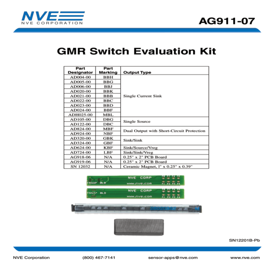 AG911-07E GMR Switch Evaluation Kit