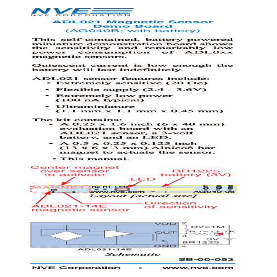 AG040B ADL021  Nanopower Sensor Demonstration Board